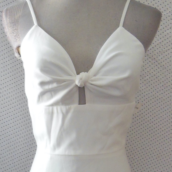 NEW DRESS THE POPULATION Cambria WHITE Chiffon TIE BODICE Flowing DRESS Gown S - Picture 2 of 12